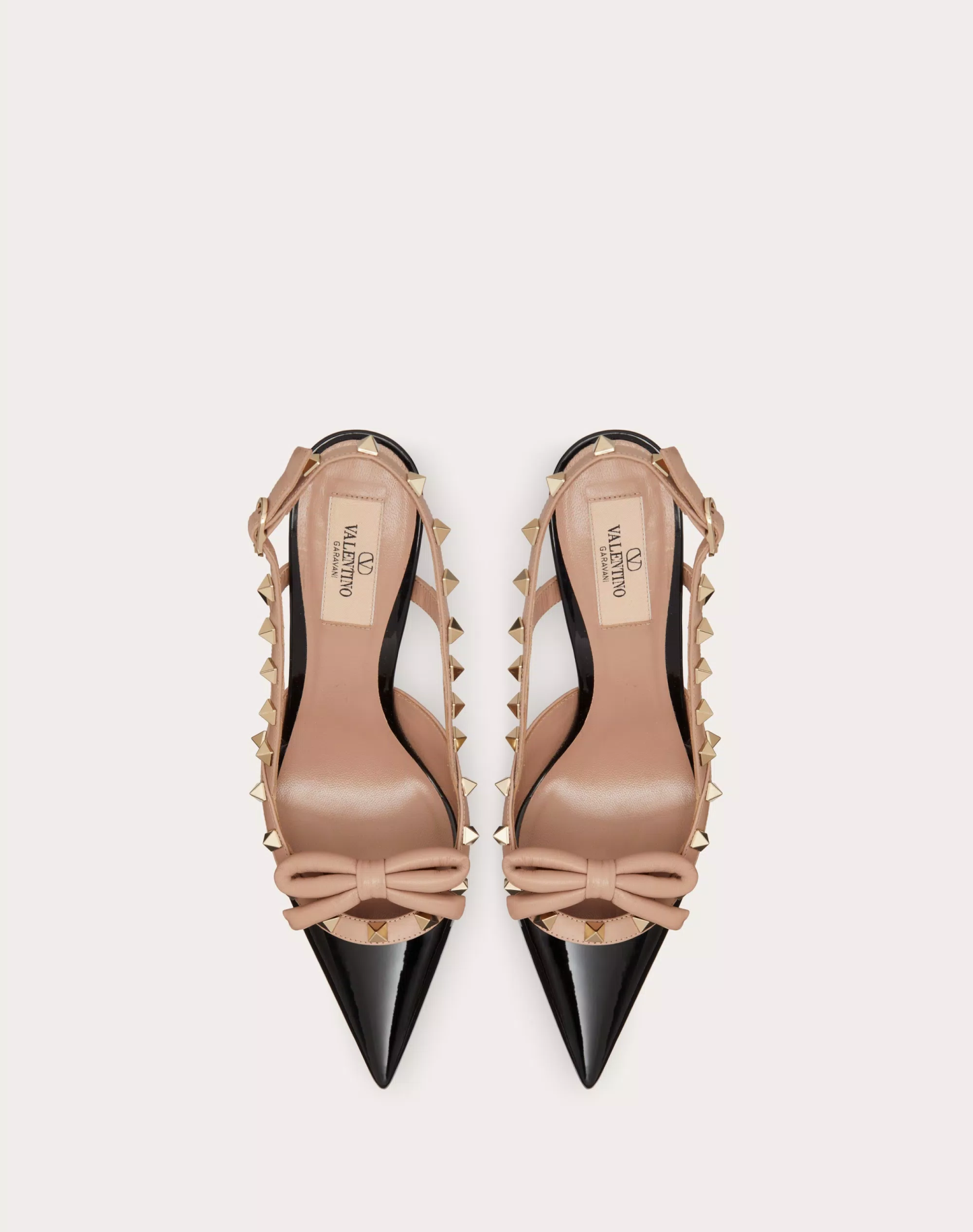 ROCKSTUD BOW SLINGBACK PATENT LEATHER PUMP 100MM